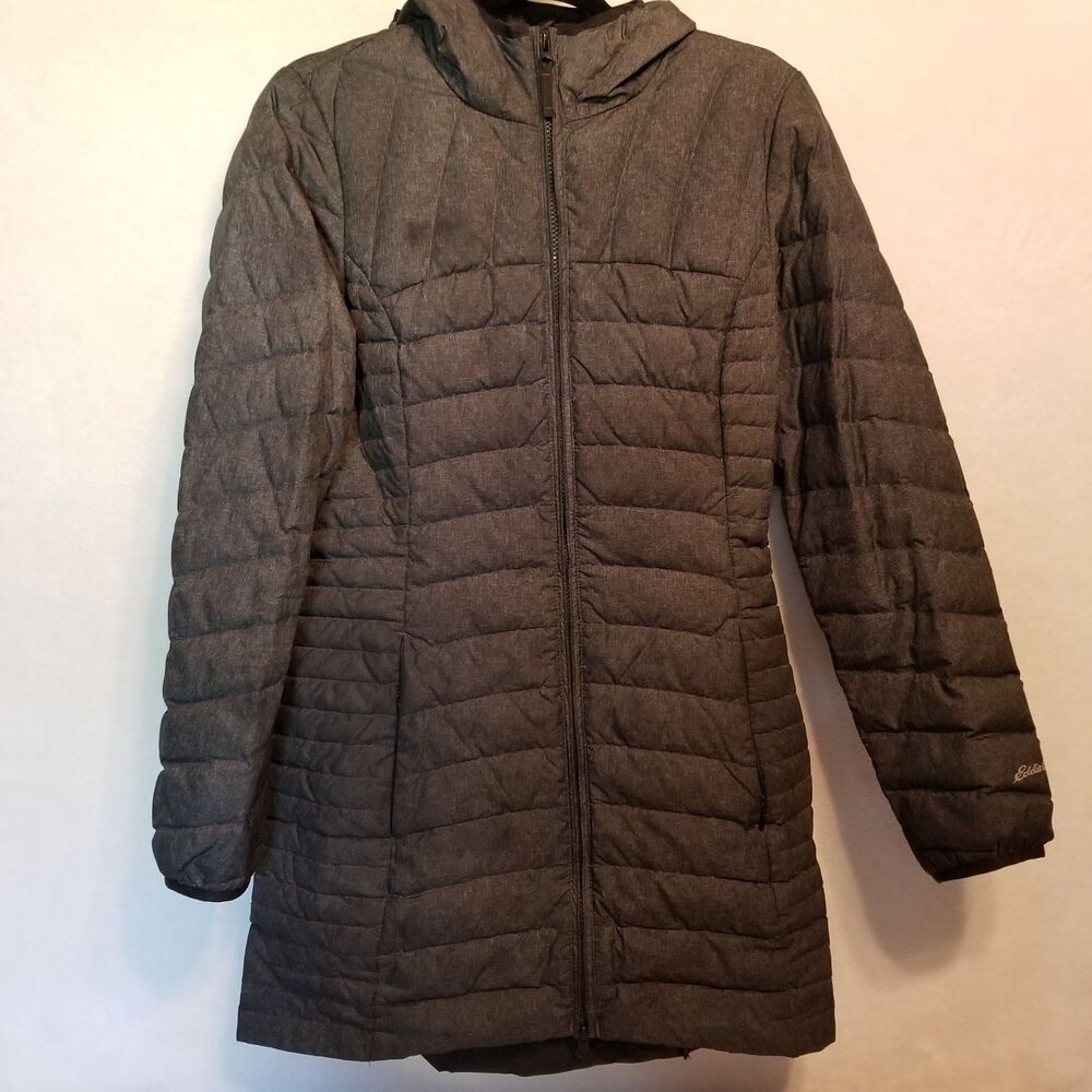 Eddie Bauer Gray Quilted Hooded Puffer Coat
